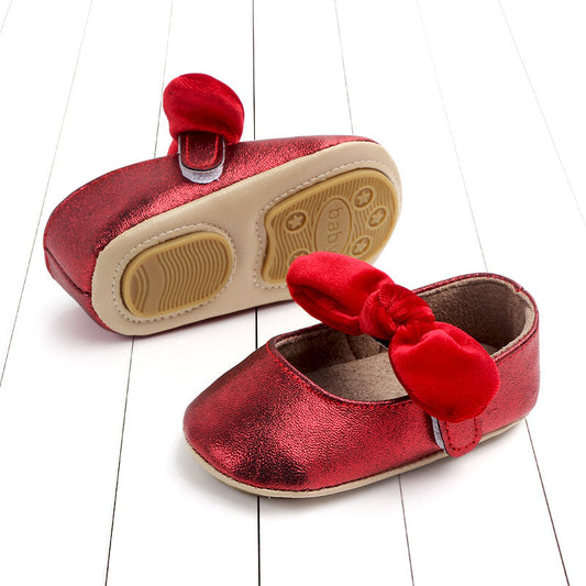 Girls' Bow Detail Baby Toddler Shoes - PU Velcro Flat Sole