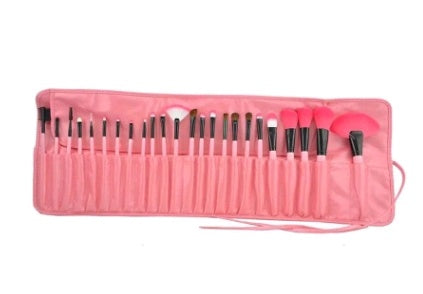 24-Piece Makeup Brush Set with PU Leather Carry Bag