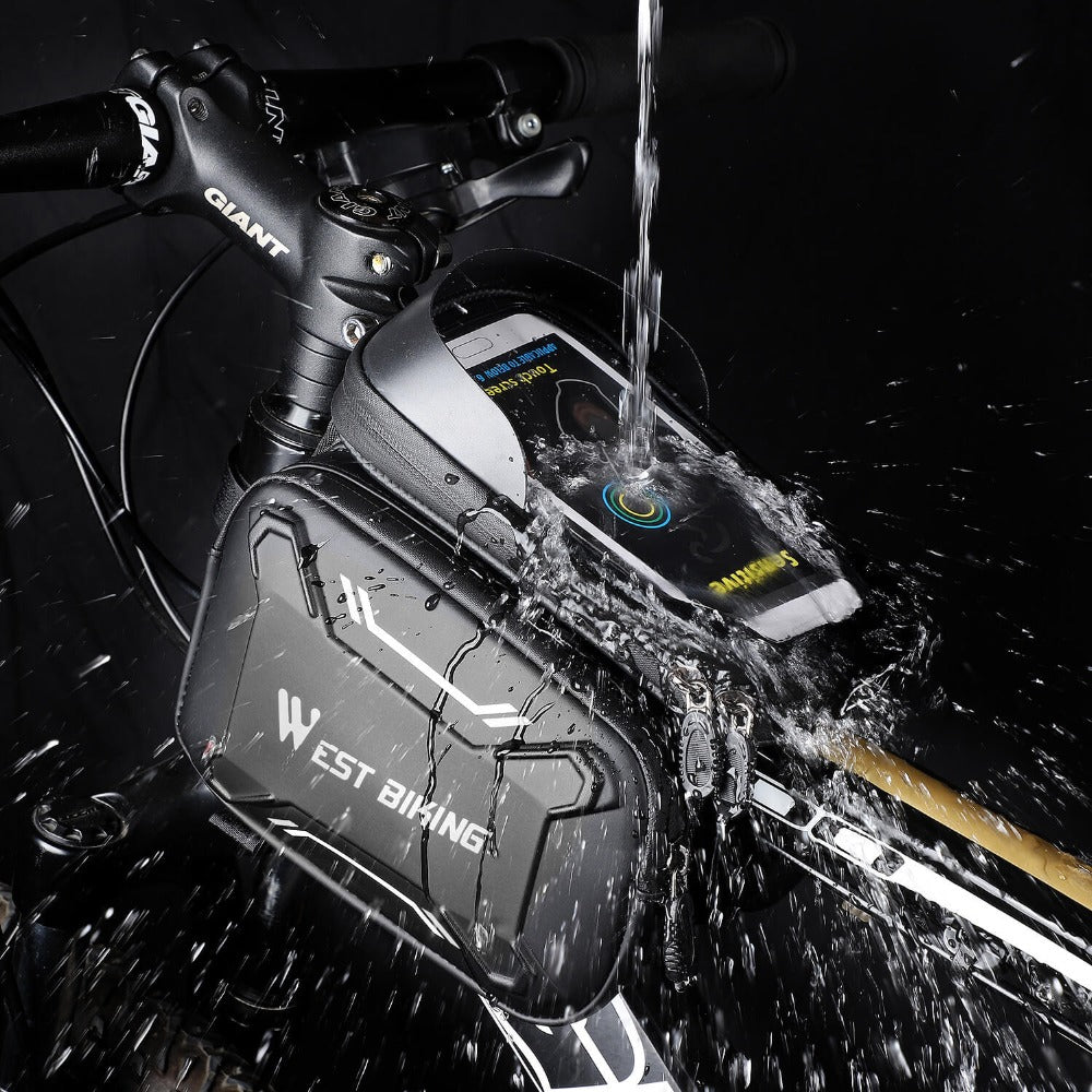 Waterproof Bike Front Handlebar Bag – Hard Shell Touch Screen Phone Holder
