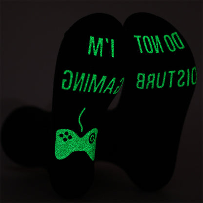 Men's Glow-in-the-Dark Letter Print Cotton Socks EU 44-49