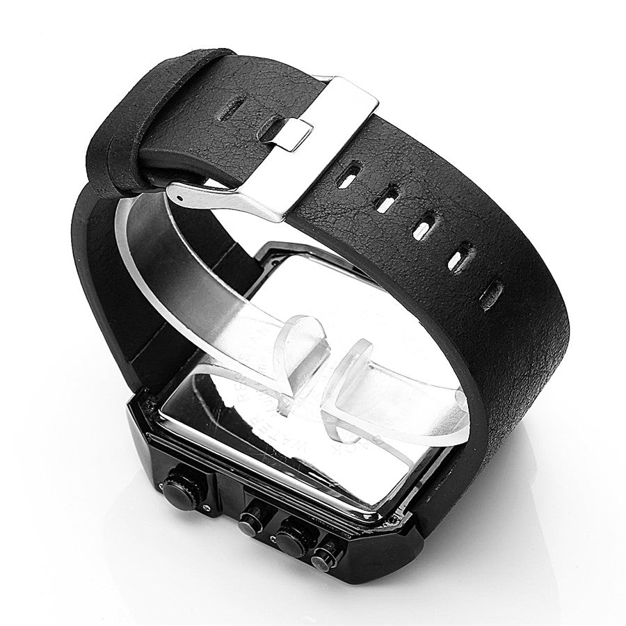 Men's Dual Display Sport Watch – 3 Time Zones, Alarm, 30M Water Resistant