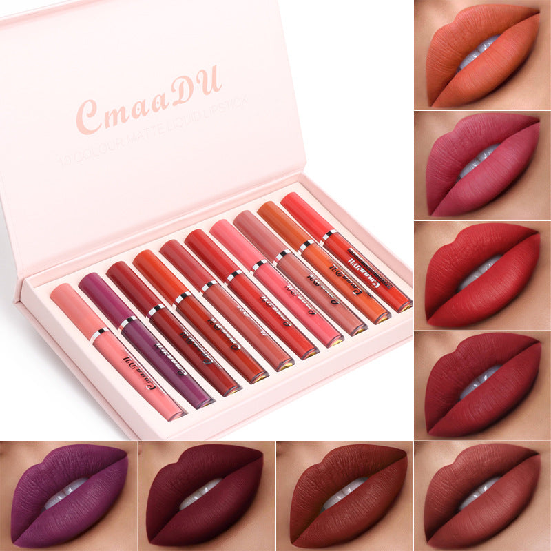 Waterproof Matte Lip Gloss Set 10 Pack | Long-Lasting Assorted Shades