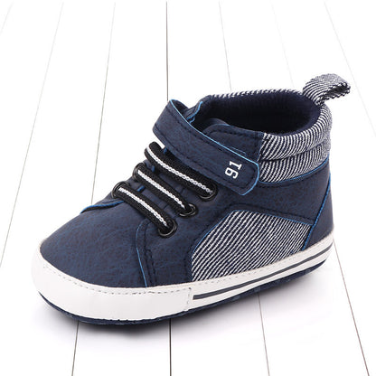 Baby & Toddler Boys' High-Top Cotton Shoes – Velcro Fastening