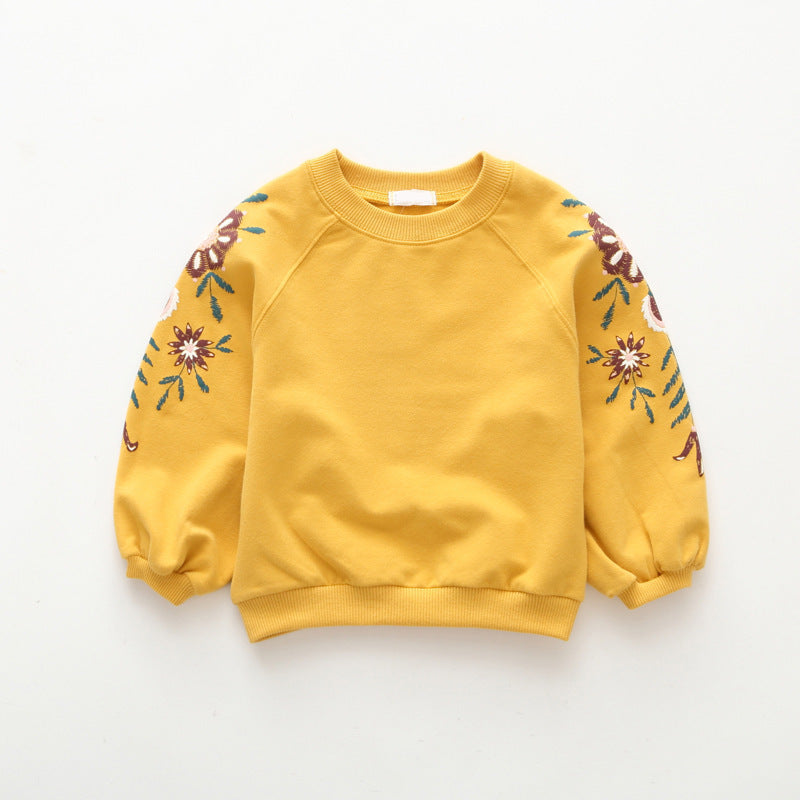 Girls Floral Long-Sleeve Cotton Top – Kids Casual Sweater