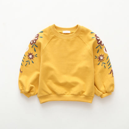 Girls Floral Long-Sleeve Cotton Top – Kids Casual Sweater