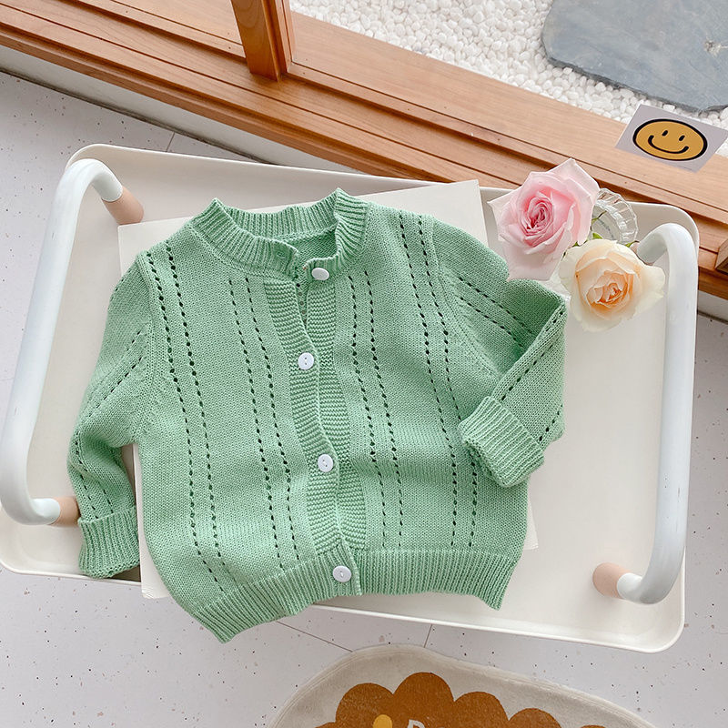 Kids Solid Knit Sweater Coat – Cotton Outerwear for Babies & Toddlers