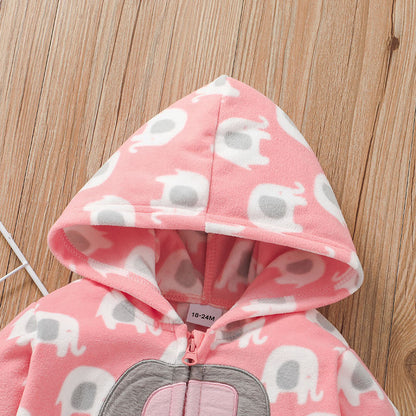 Girls Animal Print Hooded Zip Jacket – Class A Cotton Coat