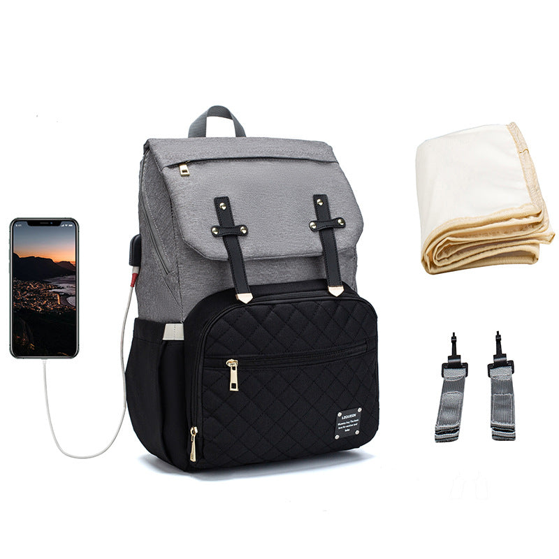 Large Capacity Mummy Nappy Bag – Oxford Cloth, 4-Way Carry
