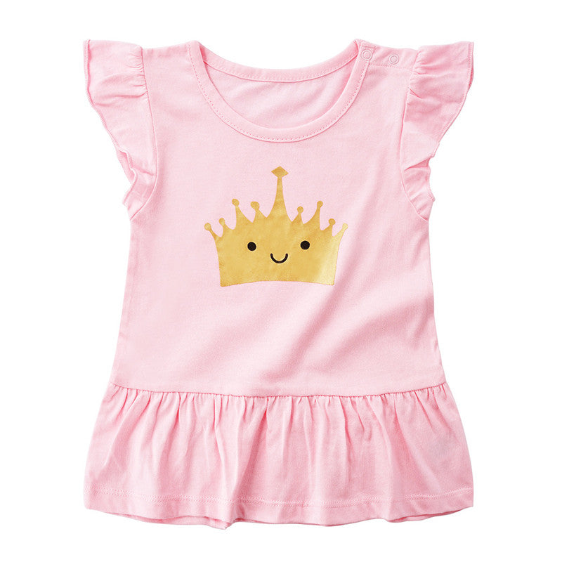 Girls Cotton Short Sleeve Top – Rose Red, Blue, Pink, White