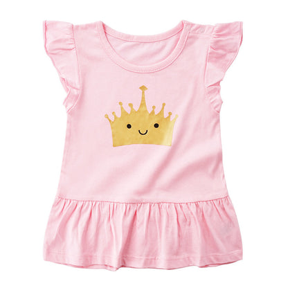 Girls Cotton Short Sleeve Top – Rose Red, Blue, Pink, White