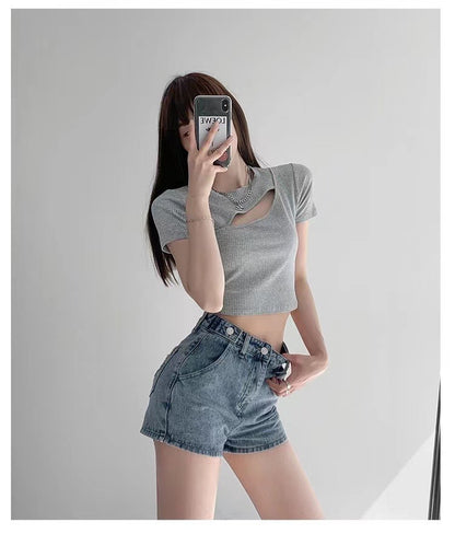 High Waist A-Line Denim Shorts | Wide Leg | Blue | Sizes S-XL