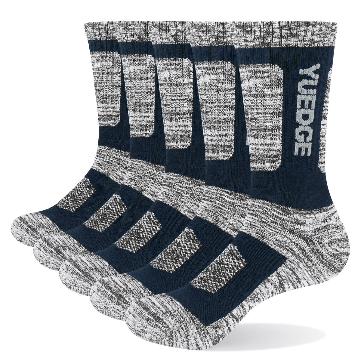 Men's Combed Cotton Sports Socks 5-Pair Pack – Breathable Thick Outdoor Socks