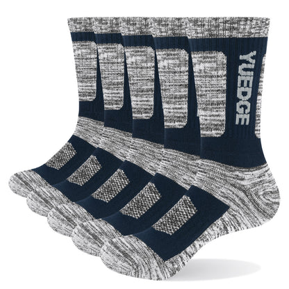 Men's Combed Cotton Sports Socks 5-Pair Pack – Breathable Thick Outdoor Socks