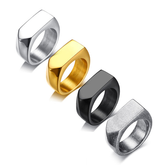 Men's Stainless Steel 9mm Square Punk Ring – Hip Hop Geometric Band