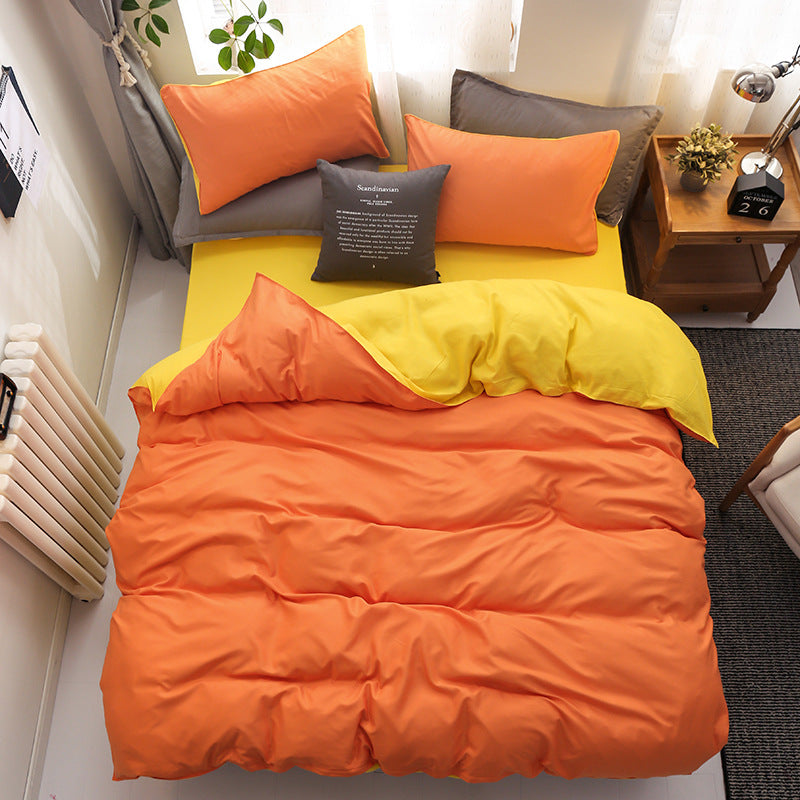 Brushed Plain Weave 4-Piece Bedding Set – 9 Colours, 5 Sizes