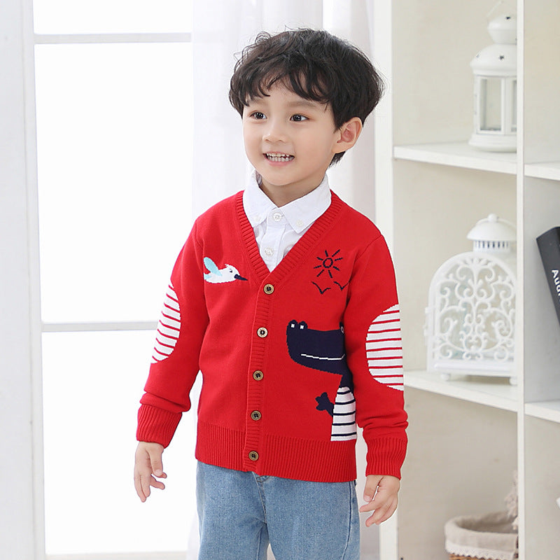 Boys Cotton Blend Cardigan Sweater
