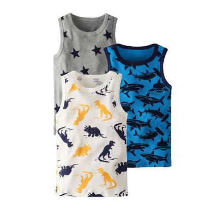 Children's Cartoon Print Knitted Vest | Sleeveless Cotton Top Ages 3–8