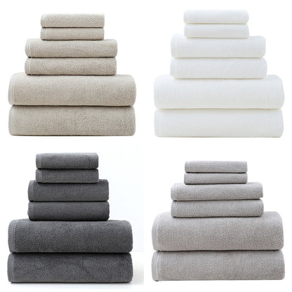 Pure Cotton 6-Piece Towel Set | Bath, Hand & Face Towels | 5 Colours