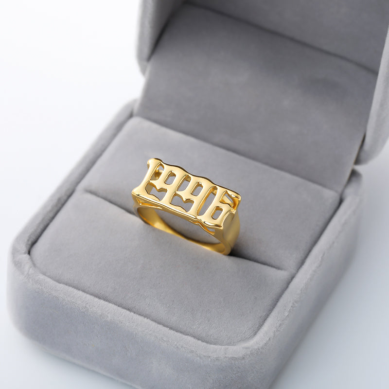 Unisex Birth Year Date Ring – Stainless Steel, Gold, Platinum & Rose Gold