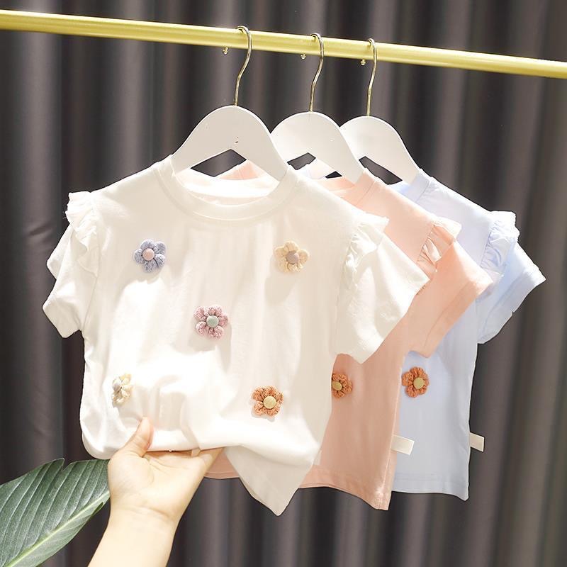 Girls Cotton Short Sleeve Floral Print Top – 5 Colours