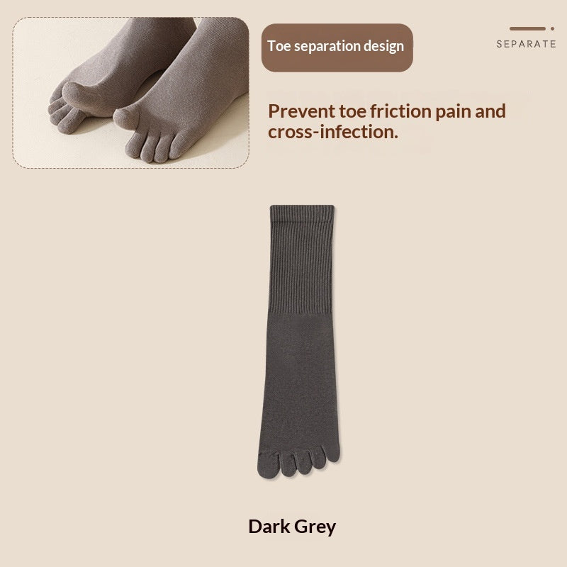 Men's Five-Toe Cotton Socks – Antibacterial Sweat-Absorbent Mid-Calf Toe Socks 7 Colours