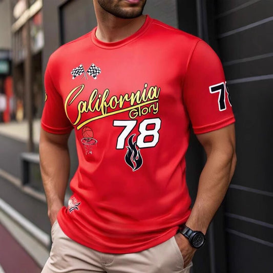 Men's Summer Graphic Hoodie Top – Digital Print Relaxed Fit