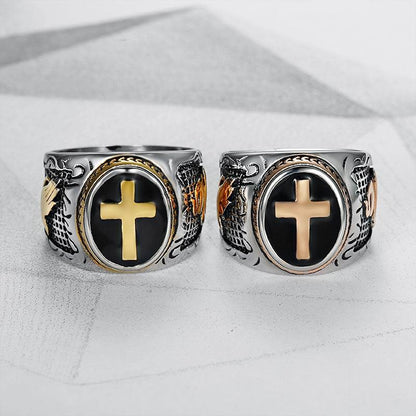 Men's Titanium Steel Geometric Epoxy Ring – European Style Band