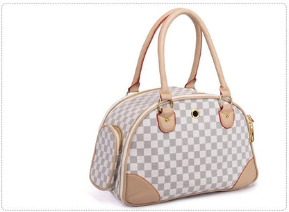 PU Leather Pet Carrier Bag | Small & Large | Coffee & White