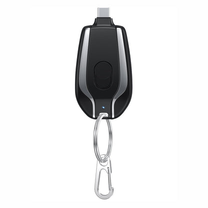 1,500mAh Keychain Emergency Power Bank – Waterproof Carabiner Charger iPhone USB-C Android