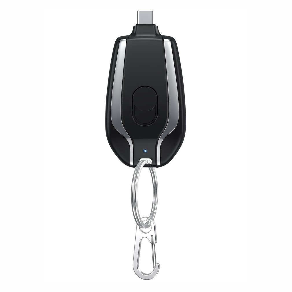1,500mAh Keychain Emergency Power Bank – Waterproof Carabiner Charger iPhone USB-C Android