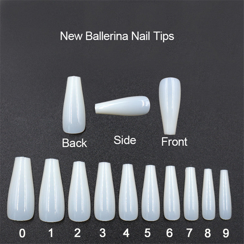 500-Piece Ballet False Nails – ABS Coffin Tips | Clear & Natural