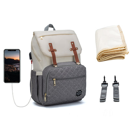 Large Capacity Mummy Nappy Bag – Oxford Cloth, 4-Way Carry