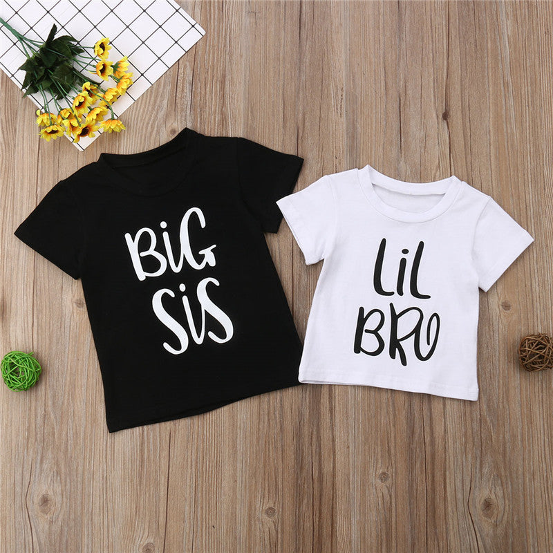 Kids Unisex Short Sleeve Print T-Shirt – White & Black