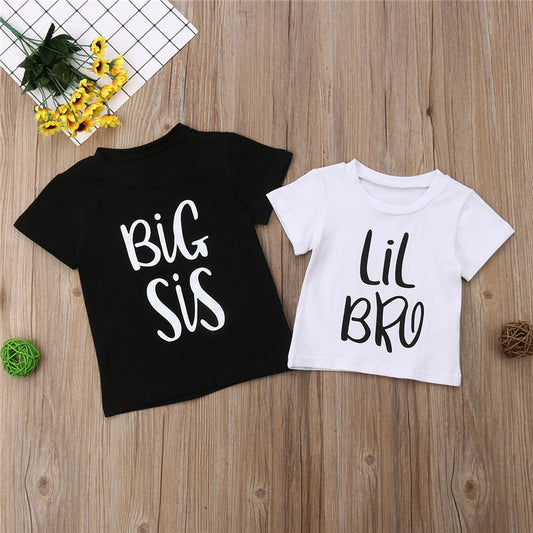 Kids Unisex Short Sleeve Print T-Shirt – White & Black