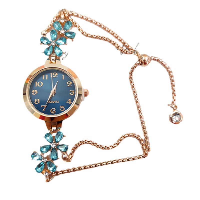 Women's Flower-Shaped Diamond Bracelet Watch | 7 Colours