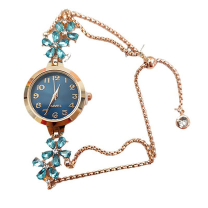 Women's Flower-Shaped Diamond Bracelet Watch | 7 Colours