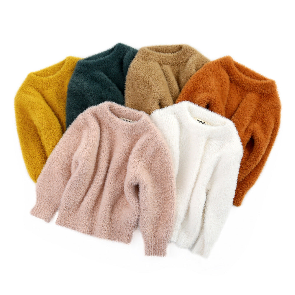Girls Fluffy Pullover Sweatshirt – Soft Plush Top