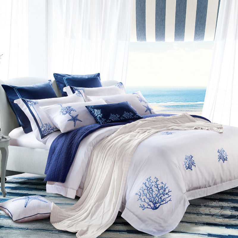 Nordic Embroidered Cotton Bedding Set – 4-Piece White Duvet Cover