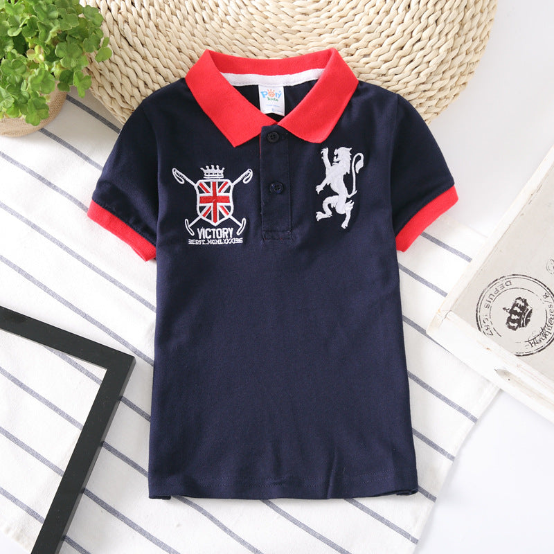 Boys' Short Sleeve Cotton Polo Shirt | Lapel Collar Kids Top 90–165cm