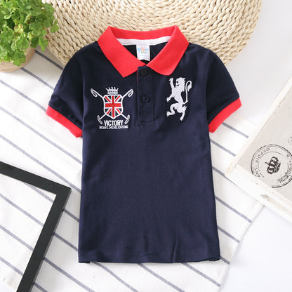 Boys' Short Sleeve Cotton Polo Shirt | Lapel Collar Kids Top 90–165cm