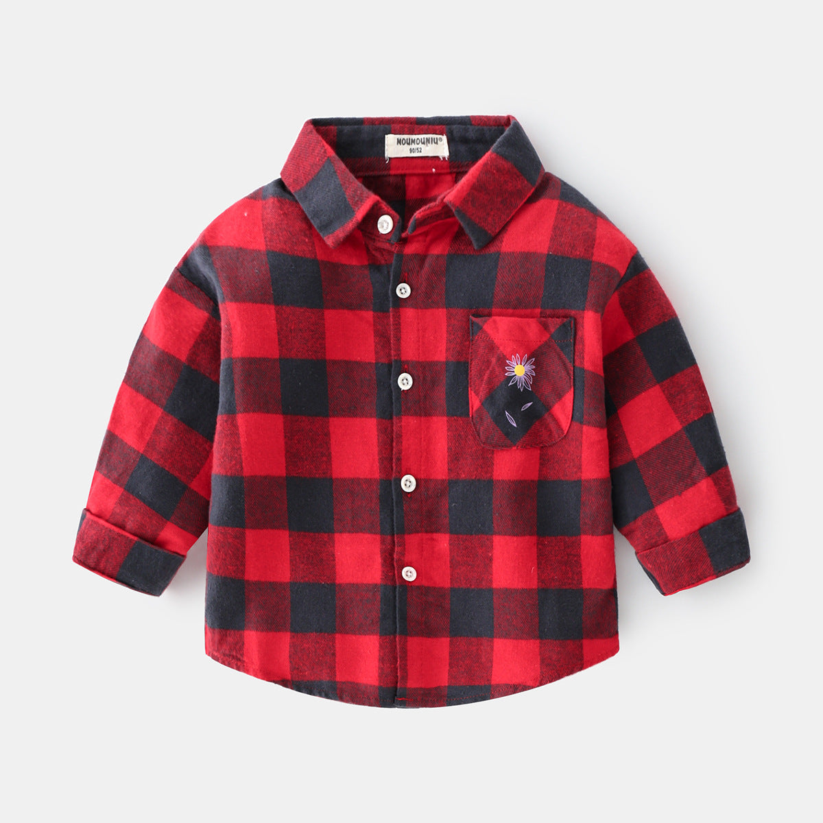 Boys' Long Sleeve Plaid Lapel Shirt | 100% Cotton, Smart Casual