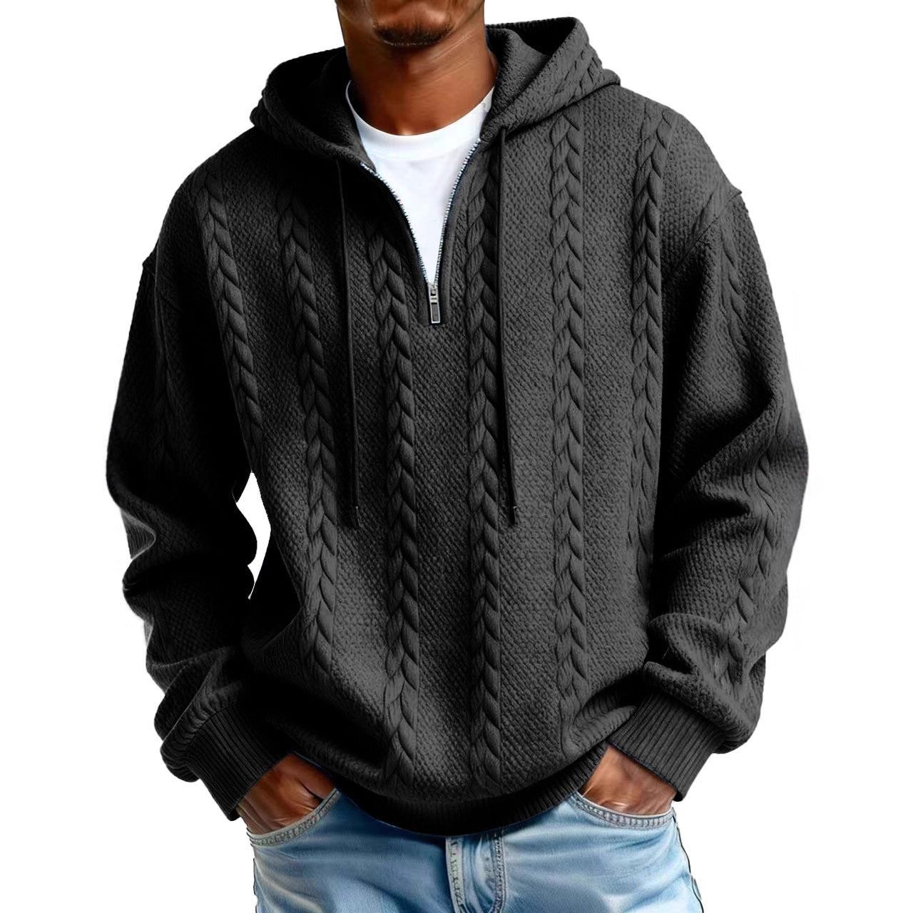 Men's Half-Zip Printed Hoodie – Loose Fit Pullover | 10 Styles | Sizes S–5XL