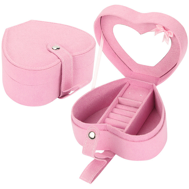 Heart-Shaped Jewellery Box – Deerskin Storage Box, Pink, Purple & Rose Red