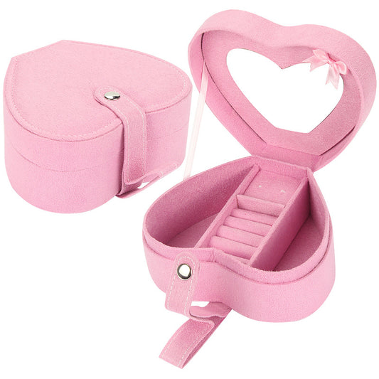 Heart-Shaped Jewellery Box – Deerskin Storage Box, Pink, Purple & Rose Red