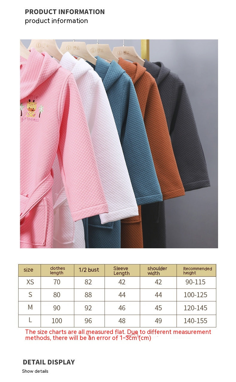 Children's Cotton Bathrobe | Hooded Wearable Towel for Boys & Girls