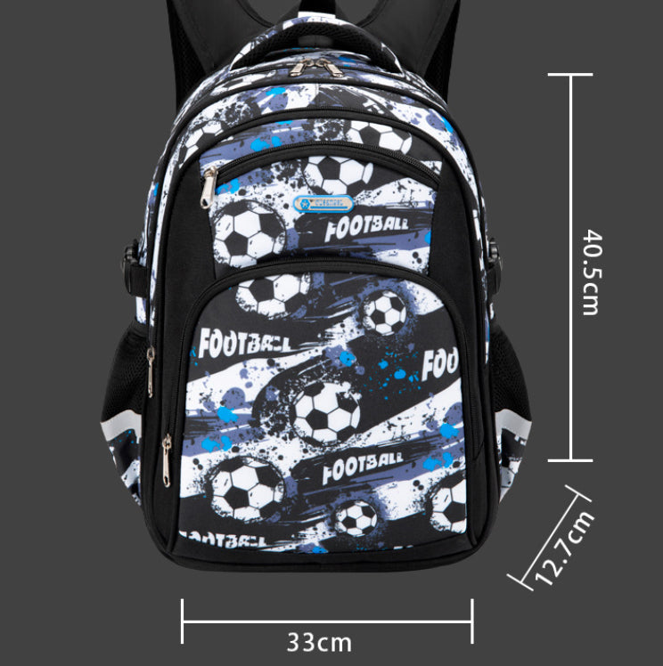 Boys' Football Print School Backpack – 17" Oxford Cloth, 4 Designs