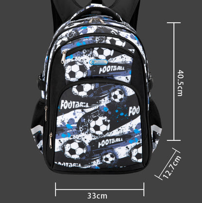 Boys' Football Print School Backpack – 17" Oxford Cloth, 4 Designs