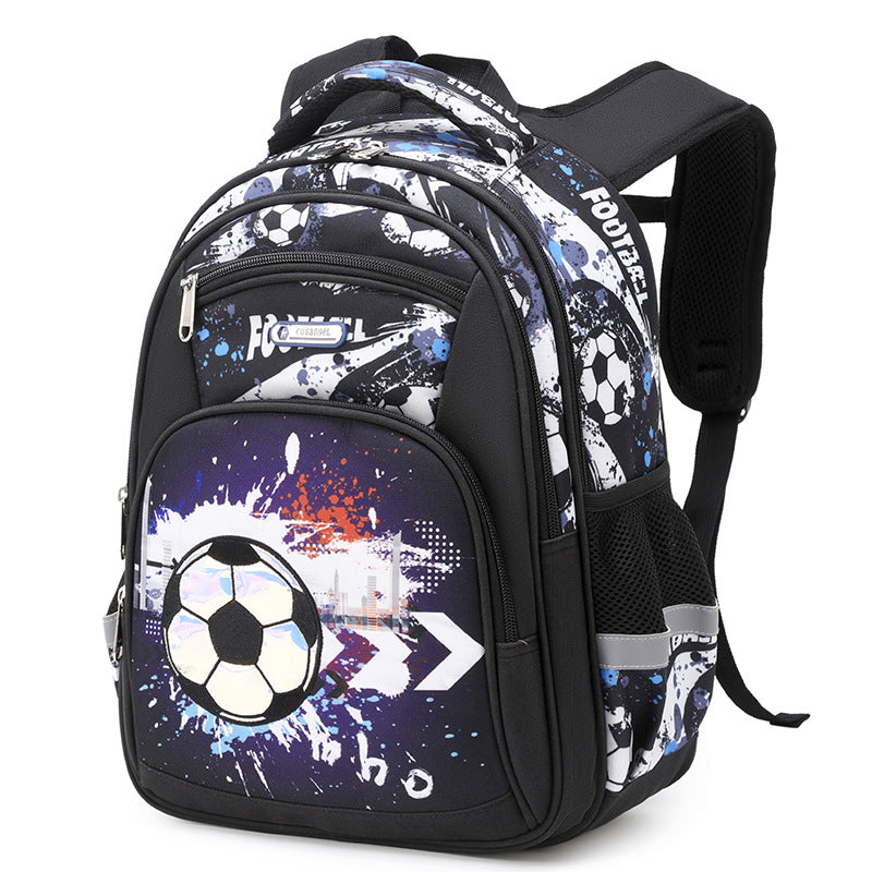 Boys' Football Print School Backpack – 17" Oxford Cloth, 4 Designs