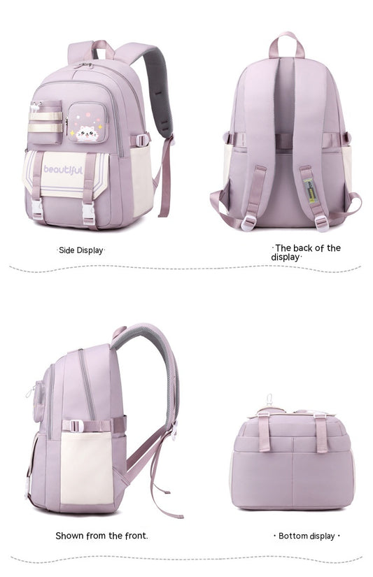 Girls' Large Capacity Animal Print School Backpack – Ultra-Light Nylon