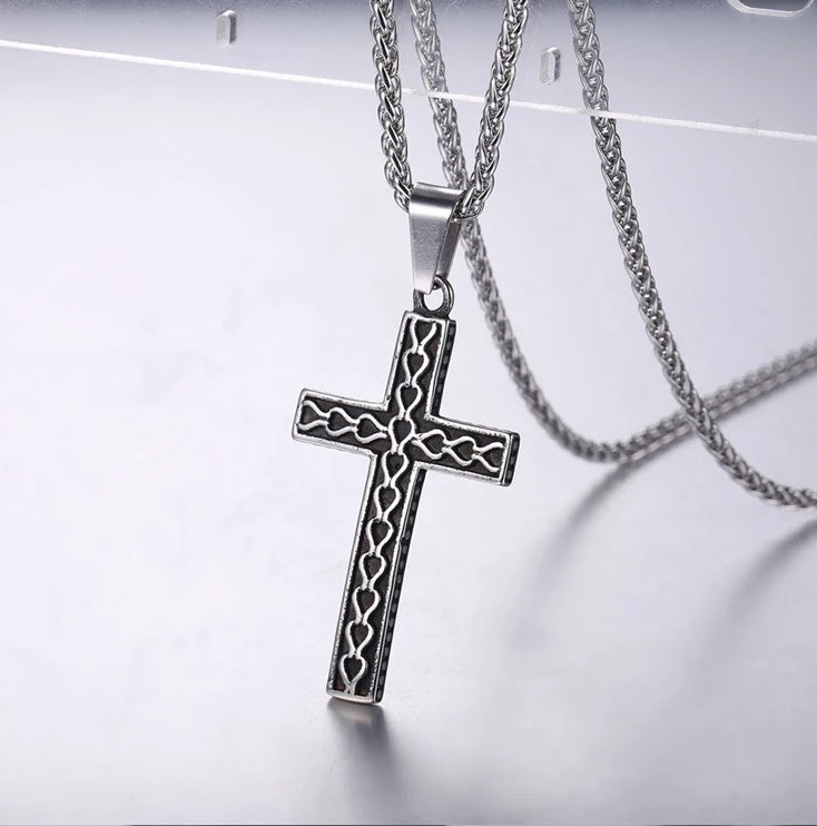 Men's 316L Stainless Steel Vintage Cross Necklace – Gold Plated Christian Pendant